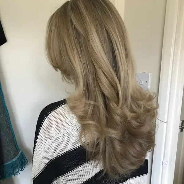 Bronde curls after a blow dry, back view